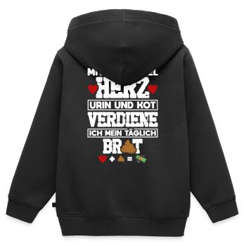 Krankenhaus Arzthelferin Krankenschwester - Kinder Premium Organic Zip Hoodie - Schwarz - Hinten - AI Model Kid Male (0cm)
