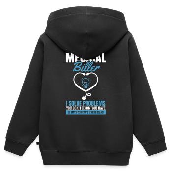 Codage médical ICD Je suis un facturier médical - Sweat Premium à capuche zippé enfant bio - noir - Dos - AI Model Kid Male (0cm)