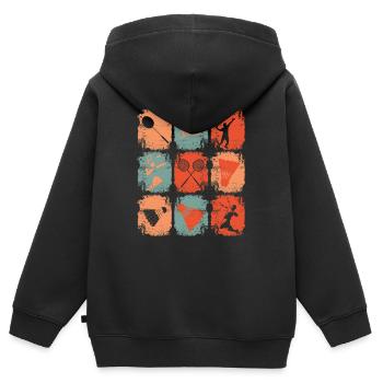 Badminton Rétro - Sweat Premium à capuche zippé enfant bio - noir - Dos - AI Model Kid Male (0cm)