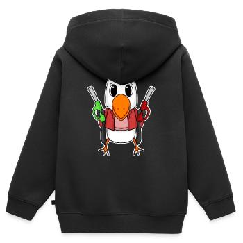 Tankwart Möwe Tankstelle - Kinder Premium Organic Zip Hoodie - Schwarz - Hinten - AI Model Kid Male (0cm)