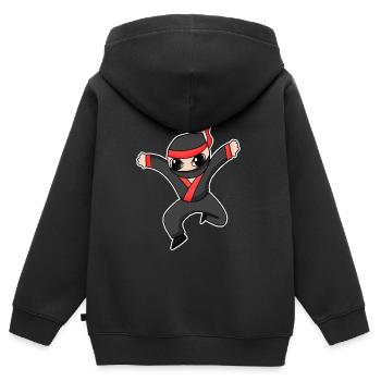 Ninja - Kinder Premium Organic Zip Hoodie - Schwarz - Hinten - AI Model Kid Male (0cm)