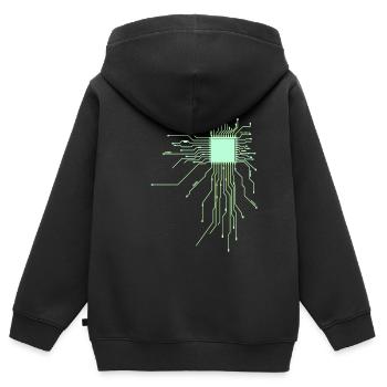conseil d’administration core cpu ordinateur nerd pc humour geek code - Sweat Premium à capuche zippé enfant bio - noir - Dos - AI Model Kid Male (0cm)