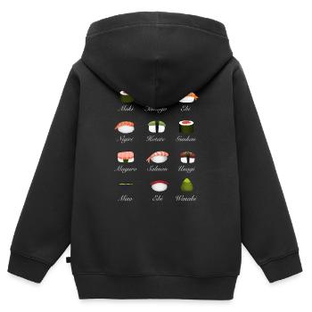 sushi kit overview menu japan manga food - Kids Premium Organic Zip-up Hoodie - black - Back - AI Model Kid Male (0cm)