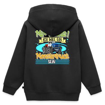 Monstertruck - Kinder Premium Organic Zip Hoodie - Schwarz - Hinten - AI Model Kid Male (0cm)