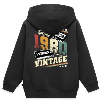 1980 Geburtsjahr Baujahr Geburtstag vintage - Kinder Premium Organic Zip Hoodie - Schwarz - Hinten - AI Model Kid Male (0cm)