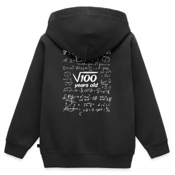 Chemise d’anniversaire racine racine carrée 100 10 ans - Sweat Premium à capuche zippé enfant bio - noir - Dos - AI Model Kid Male (0cm)