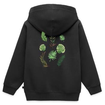 Pflanzen Pflanzen Blätter - Kinder Premium Organic Zip Hoodie - Schwarz - Hinten - AI Model Kid Male (0cm)