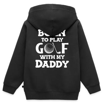 Né pour aller au golf avec papa Golfeur Golfeur Golf - Sweat Premium à capuche zippé enfant bio - noir - Dos - AI Model Kid Male (0cm)