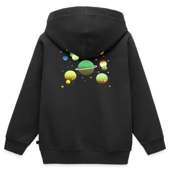 Weltraum Galaxie Planeten Sterne - Kinder Premium Organic Zip Hoodie - Schwarz - Hinten - AI Model Kid Male (0cm)