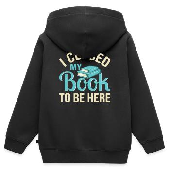 Ich habe mein Buch geschlossen, um hier zu sein, lustiger Leseliebhaber - Kinder Premium Organic Zip Hoodie - Schwarz - Hinten - AI Model Kid Male (0cm)