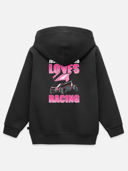 I'm Just A Girl Who Loves Racing Dirt Track - Kids Premium Organic Zip-up Hoodie - black