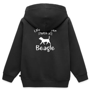Beagle Beagle Chien Beagle Chiot Beagle Propriétaire - Sweat Premium à capuche zippé enfant bio - noir - Dos - AI Model Kid Male (0cm)
