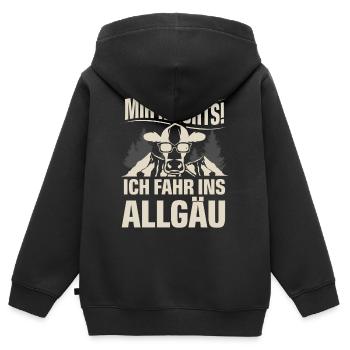 Allgäu - Kinder Premium Organic Zip Hoodie - Schwarz - Hinten - AI Model Kid Male (0cm)