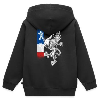 standing griffin blue white red Rostock - Kids Premium Organic Zip-up Hoodie - black - Back - AI Model Kid Male (0cm)