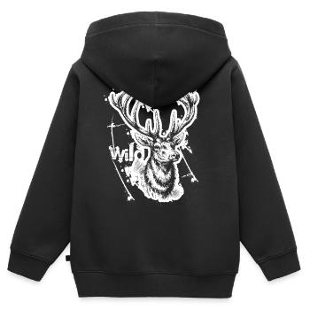 Wild Hirschkopf Hirsch - Kinder Premium Organic Zip Hoodie - Schwarz - Hinten - AI Model Kid Male (0cm)