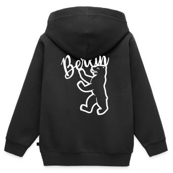 Ours de Berlin - Sweat Premium à capuche zippé enfant bio - noir - Dos - AI Model Kid Male (0cm)