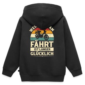 Mofa - Kinder Premium Organic Zip Hoodie - Schwarz - Hinten - AI Model Kid Male (0cm)