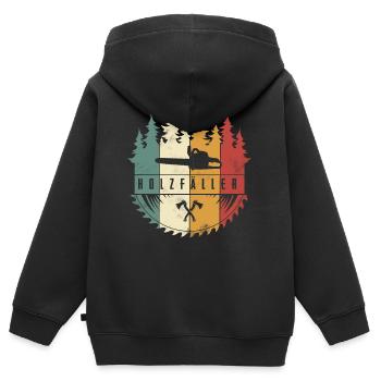 Holzfäller - Kinder Premium Organic Zip Hoodie - Schwarz - Hinten - AI Model Kid Male (0cm)