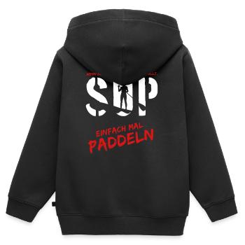 paddeln und surfen - Kinder Premium Organic Zip Hoodie - Schwarz - Hinten - AI Model Kid Male (0cm)