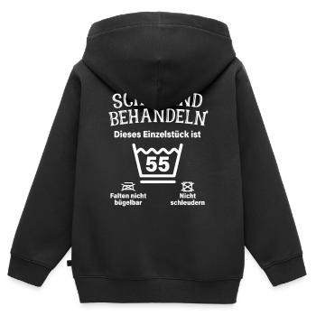 Schonend Behandeln 55. Geburtstag Einzelstück 55 - Kinder Premium Organic Zip Hoodie - Schwarz - Hinten - AI Model Kid Male (0cm)