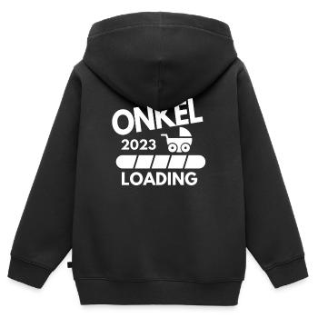 Onkel 2023 - Onkel werden - Kinder Premium Organic Zip Hoodie - Schwarz - Hinten - AI Model Kid Male (0cm)