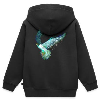 Fliegender Vogel Bunter Wanderfalke - Kinder Premium Organic Zip Hoodie - Schwarz - Hinten - AI Model Kid Male (0cm)