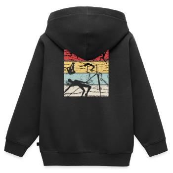 Hochsprung Retro - Kinder Premium Organic Zip Hoodie - Schwarz - Hinten - AI Model Kid Male (0cm)