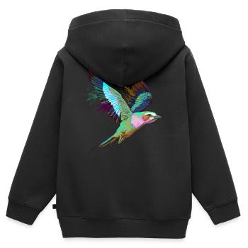 Porte-fourches volantes Bird - Sweat Premium à capuche zippé enfant bio - noir - Dos - AI Model Kid Male (0cm)