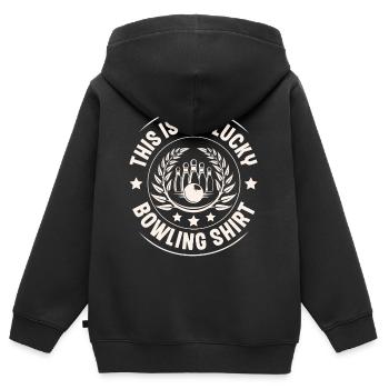 Bowling - Kinder Premium Organic Zip Hoodie - Schwarz - Hinten - AI Model Kid Male (0cm)