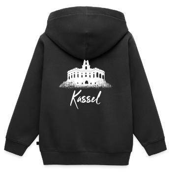 Kassel - Sweat Premium à capuche zippé enfant bio - noir - Dos - AI Model Kid Male (0cm)