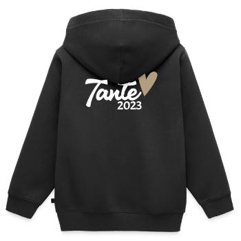 Tante 2023 - Werdende Tante - Tante werden - Kinder Premium Organic Zip Hoodie - Schwarz - Hinten - AI Model Kid Male (0cm)