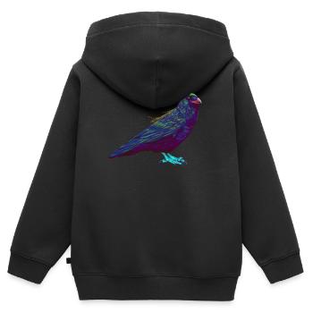 Splash Raven Crow - Sweat Premium à capuche zippé enfant bio - noir - Dos - AI Model Kid Male (0cm)