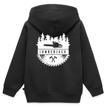Holzfäller - Kinder Premium Organic Zip Hoodie - Schwarz - Hinten - AI Model Kid Male (0cm)
