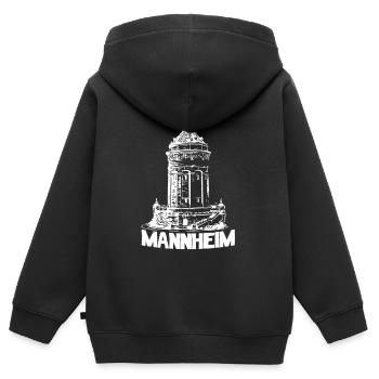 Mannheimer Wasserturm - Mannheim - Kinder Premium Organic Zip Hoodie - Schwarz - Hinten - AI Model Kid Male (0cm)