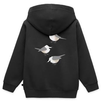 Drôles d’oiseaux Mésange - Sweat Premium à capuche zippé enfant bio - noir - Dos - AI Model Kid Male (0cm)