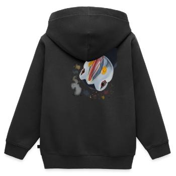 Neugieriger Vogel Papageientaucher - Kinder Premium Organic Zip Hoodie - Schwarz - Hinten - AI Model Kid Male (0cm)