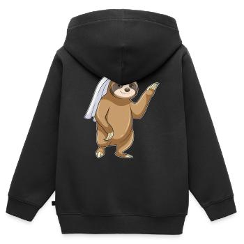 Faultier Braut Schleier Hochzeit - Kinder Premium Organic Zip Hoodie - Schwarz - Hinten - AI Model Kid Male (0cm)