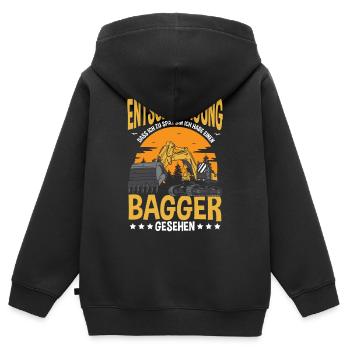 Entschuldigung Das Ich Zu Spät Bin Bagger - Kinder Premium Organic Zip Hoodie - Schwarz - Hinten - AI Model Kid Male (0cm)