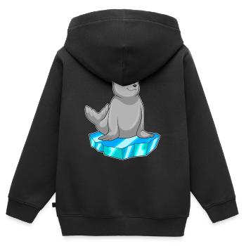 Seehund Eisscholle - Kinder Premium Organic Zip Hoodie - Schwarz - Hinten - AI Model Kid Male (0cm)