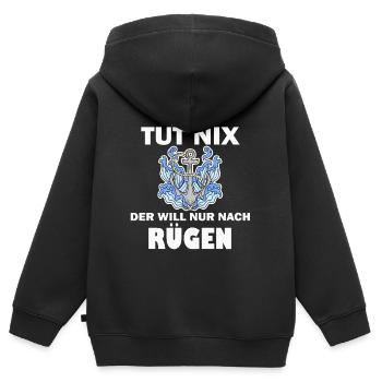 Rügen Urlaub - Kinder Premium Organic Zip Hoodie - Schwarz - Hinten - AI Model Kid Male (0cm)