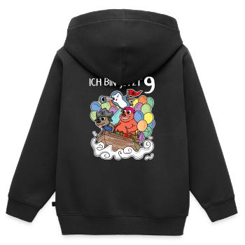 9. Geburtstag Geburtstagskind Piratenschiff - Kinder Premium Organic Zip Hoodie - Schwarz - Hinten - AI Model Kid Male (0cm)