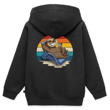 Faultier Urlaub Urlauber Chillen - Kinder Premium Organic Zip Hoodie - Schwarz - Hinten - AI Model Kid Male (0cm)
