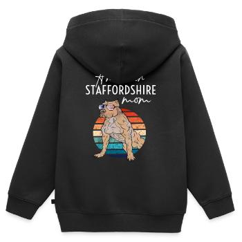 American Staffordshire Mom Vintage - Kinder Premium Organic Zip Hoodie - Schwarz - Hinten - AI Model Kid Male (0cm)