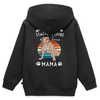 American Staffordshire Mom - Kinder Premium Organic Zip Hoodie - Schwarz - Hinten - AI Model Kid Male (0cm)