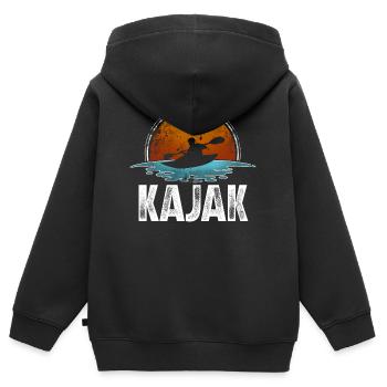 Kajak Kajakfahren - Kinder Premium Organic Zip Hoodie - Schwarz - Hinten - AI Model Kid Male (0cm)