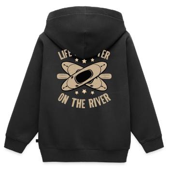 Kajak Kajakfahren - Kinder Premium Organic Zip Hoodie - Schwarz - Hinten - AI Model Kid Male (0cm)