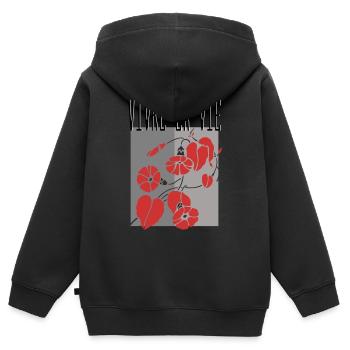Lebe das Leben - Kinder Premium Organic Zip Hoodie - Schwarz - Hinten - AI Model Kid Male (0cm)