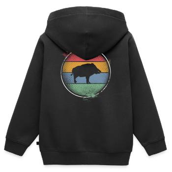 Wildschwein - Kinder Premium Organic Zip Hoodie - Schwarz - Hinten - AI Model Kid Male (0cm)