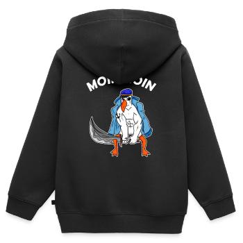Möwe mit Schwert Moin Begrüßung - Kinder Premium Organic Zip Hoodie - Schwarz - Hinten - AI Model Kid Male (0cm)