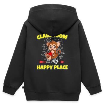 My Classroom Is My Happy Place Elementary Teacher - Kids Premium Organic Zip-up Hoodie - black - Back - AI Model Kid Male (0cm)